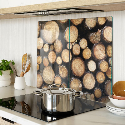 Glass chopping board Wood logs in cross section