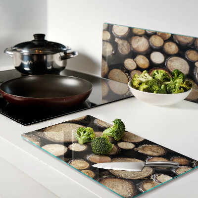 Glass chopping board Wood logs in cross section