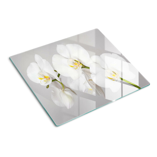 Glass chopping board Orchids on a mirror background