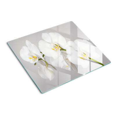 Glass chopping board Orchids on a mirror background