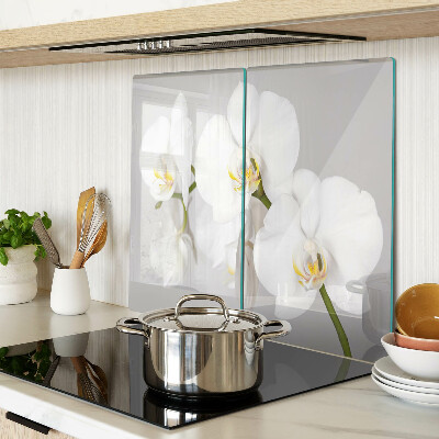 Glass chopping board Orchids on a mirror background