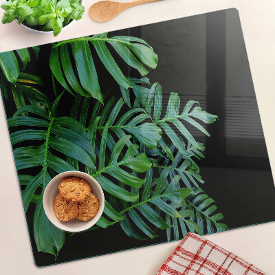 Glass kitchen board Tropical leaves