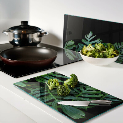 Glass kitchen board Tropical leaves