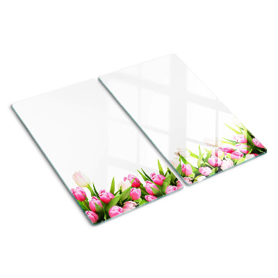 Glass chopping board Tulips in pastel colors
