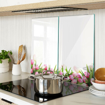 Glass chopping board Tulips in pastel colors