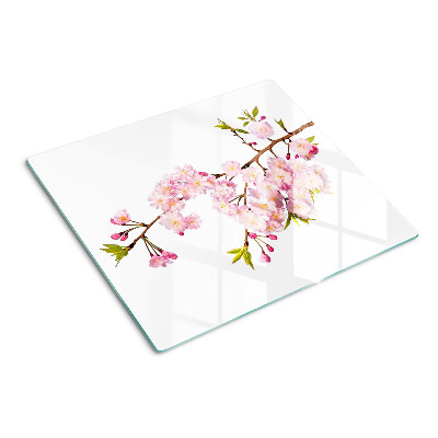 Glass chopping board Spring cherry blossom