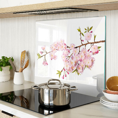 Glass chopping board Spring cherry blossom