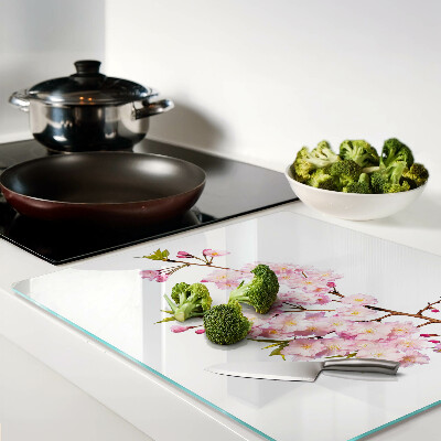 Glass chopping board Spring cherry blossom