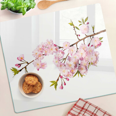 Glass chopping board Spring cherry blossom