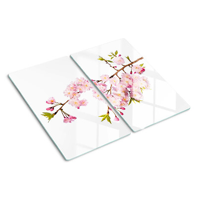 Glass chopping board Spring cherry blossom
