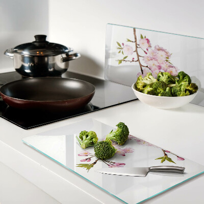 Glass chopping board Spring cherry blossom