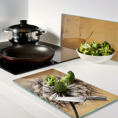 Glass kitchen board Dandelions against the sunset