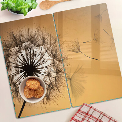 Glass kitchen board Dandelions against the sunset