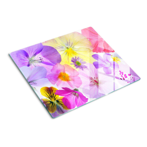 Glass chopping board Flowers in pastel colors