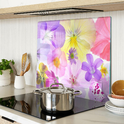 Glass chopping board Flowers in pastel colors