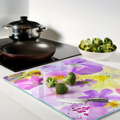 Glass chopping board Flowers in pastel colors