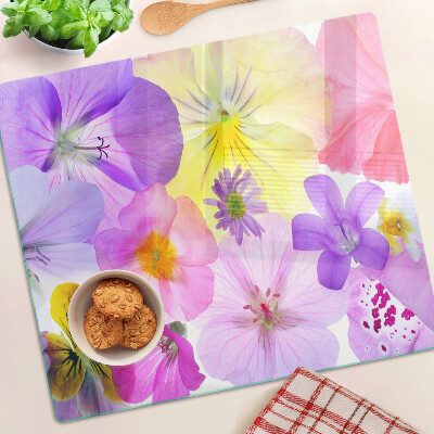 Glass chopping board Flowers in pastel colors