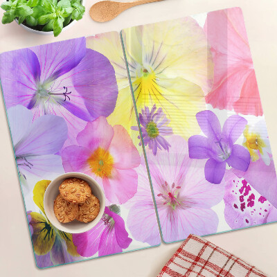 Glass chopping board Flowers in pastel colors