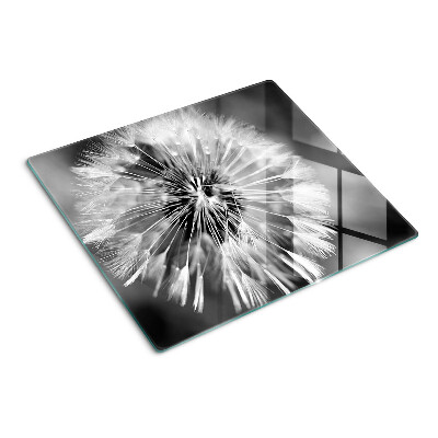 Glass kitchen board Dandelions in black and white