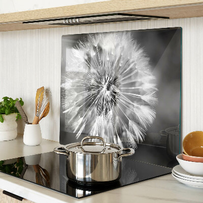 Glass kitchen board Dandelions in black and white