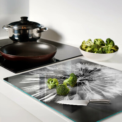 Glass kitchen board Dandelions in black and white