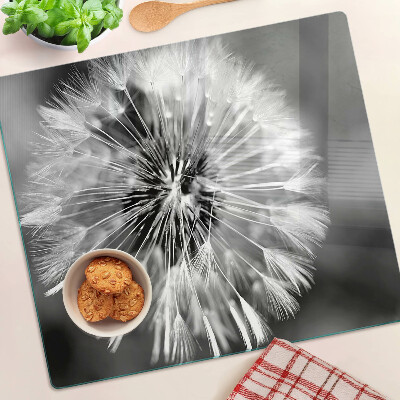 Glass kitchen board Dandelions in black and white