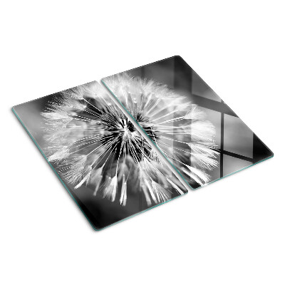 Glass kitchen board Dandelions in black and white