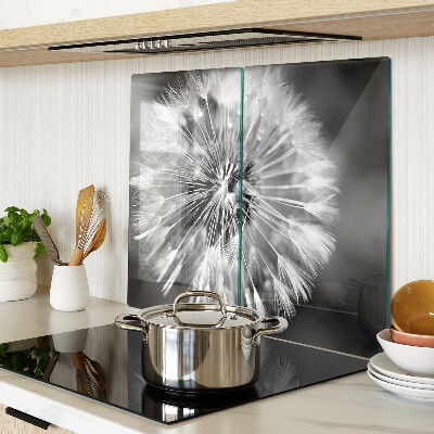 Glass kitchen board Dandelions in black and white