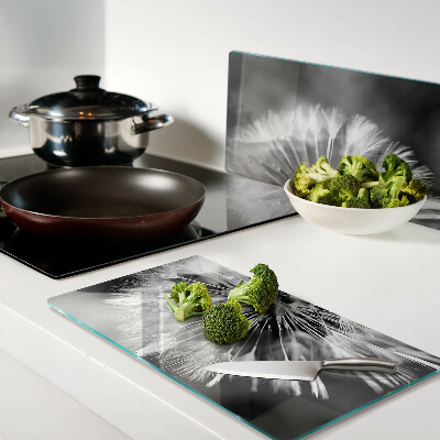 Glass kitchen board Dandelions in black and white