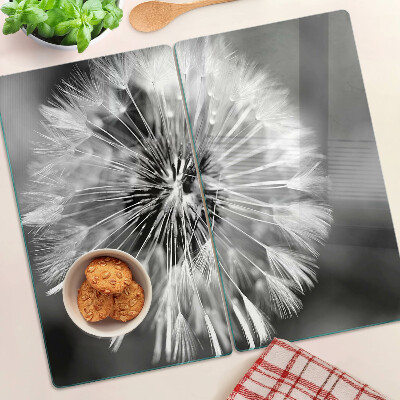 Glass kitchen board Dandelions in black and white