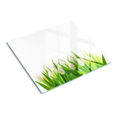 Glass chopping board Tulips in the green grass
