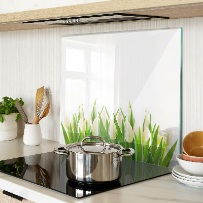 Glass chopping board Tulips in the green grass