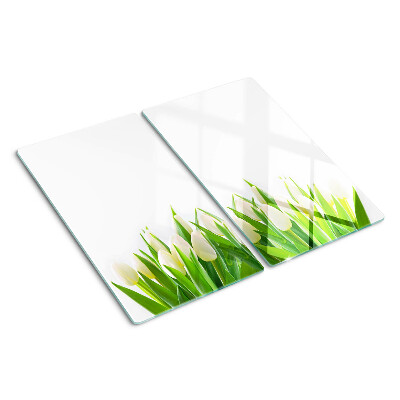 Glass chopping board Tulips in the green grass