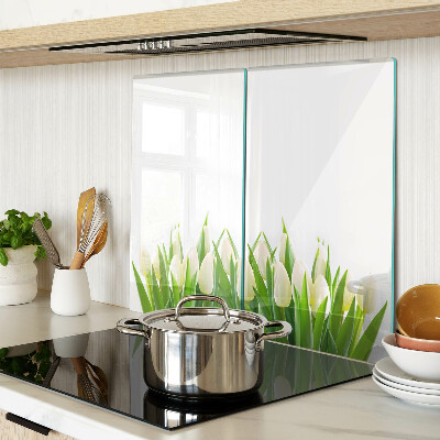 Glass chopping board Tulips in the green grass