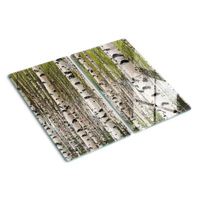 Glass kitchen board White birches in the forest