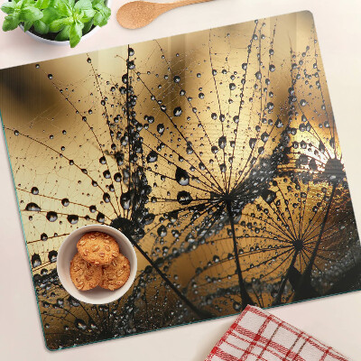 Glass kitchen board Water drops on leaves
