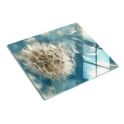 Glass kitchen board Dandelions against the sky
