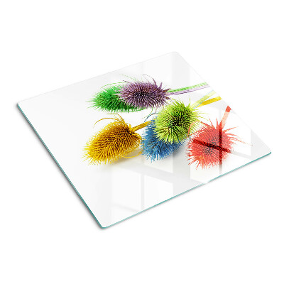 Glass chopping board Colorful, three-dimensional flowers