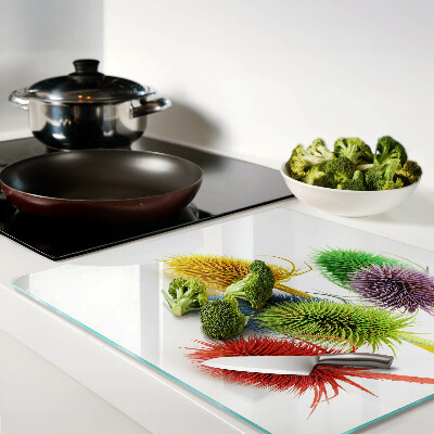 Glass chopping board Colorful, three-dimensional flowers