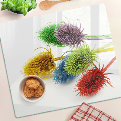 Glass chopping board Colorful, three-dimensional flowers
