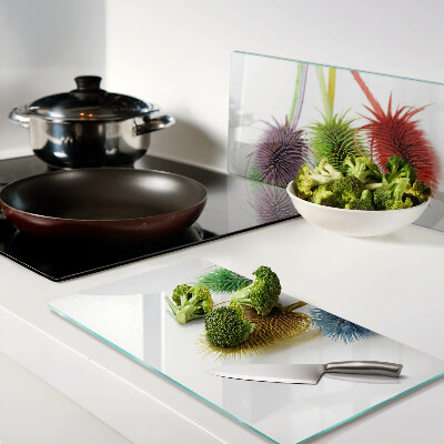 Glass chopping board Colorful, three-dimensional flowers