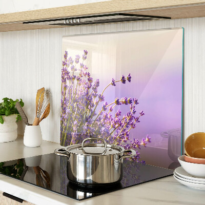 Glass kitchen board Lavender flowers in the window