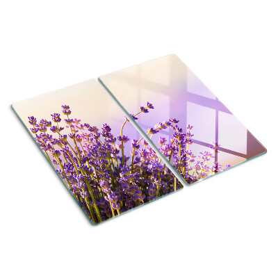 Glass kitchen board Lavender flowers in the window