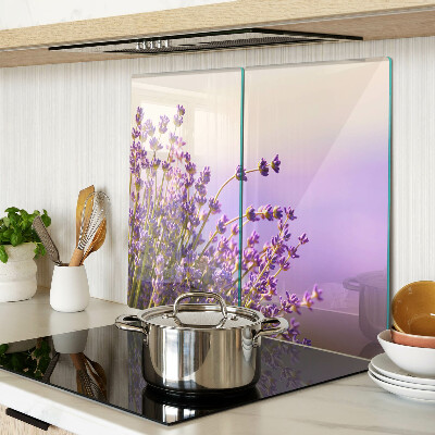 Glass kitchen board Lavender flowers in the window