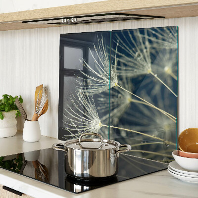 Glass kitchen board Dandelions with water drops