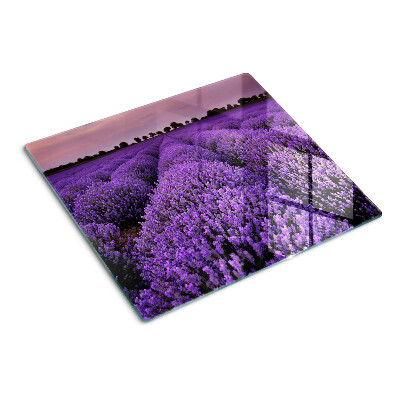 Glass chopping board A field of lavender in full bloom
