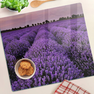 Glass chopping board A field of lavender in full bloom