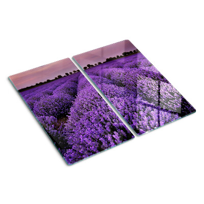 Glass chopping board A field of lavender in full bloom