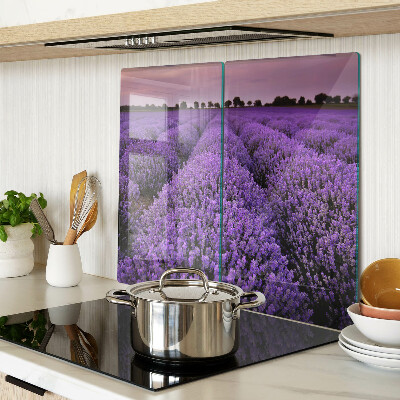 Glass chopping board A field of lavender in full bloom