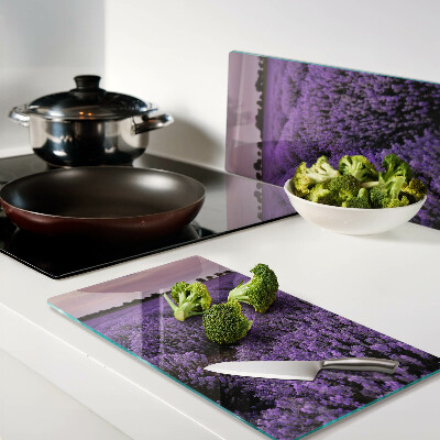 Glass chopping board A field of lavender in full bloom